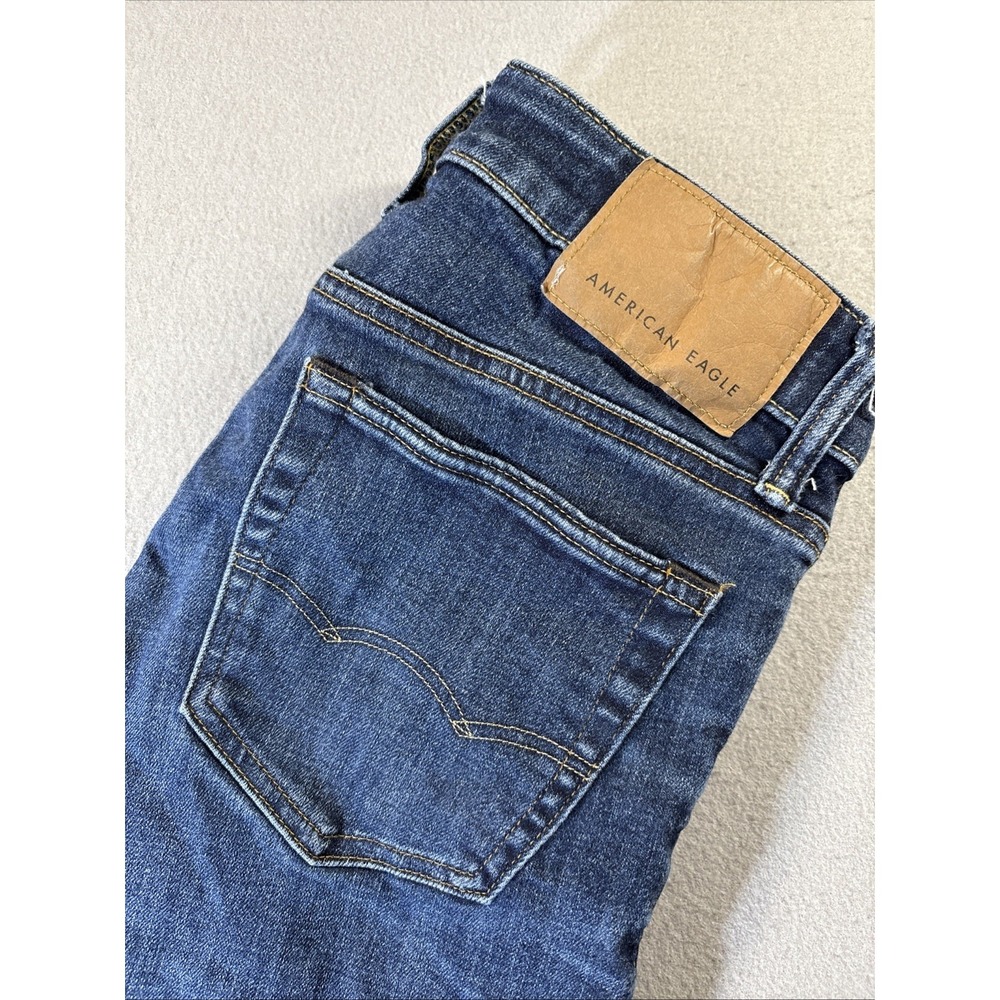 American Eagle Men's Jeans Airflex Jeans Size 32x32 Skinny Whiskers Distressed
